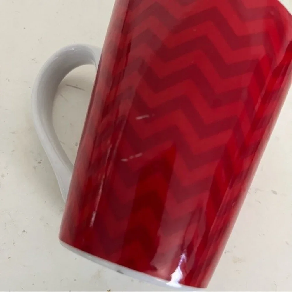 STARBUCKS Mugs Lot of Two Holiday Mugs Red White Ceramic Clear Glass
